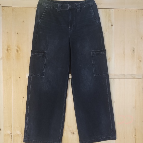 American Eagle Pants - American Eagle High-Rise Baggy Wide Leg Black Denim Cargo Pants